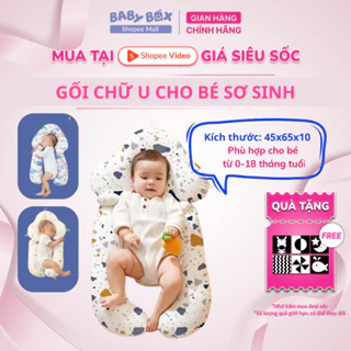 Gối chữ U cho bé sơ sinh chống giật mình BabyBox, gối chống bẹp đầu có dây rút điều chỉnh 3 đầu giúp bé ngủ ngon