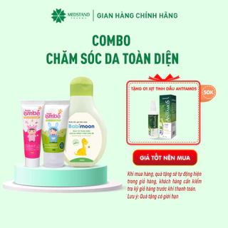 COMBO Chăm Sóc Da Toàn Diện Cho Bé (Kem EmBé Plus, Kem EmBé Derma, Nước Tắm Thảo Dược) trị rôm sảy, mẩn ngứa, chàm sữa