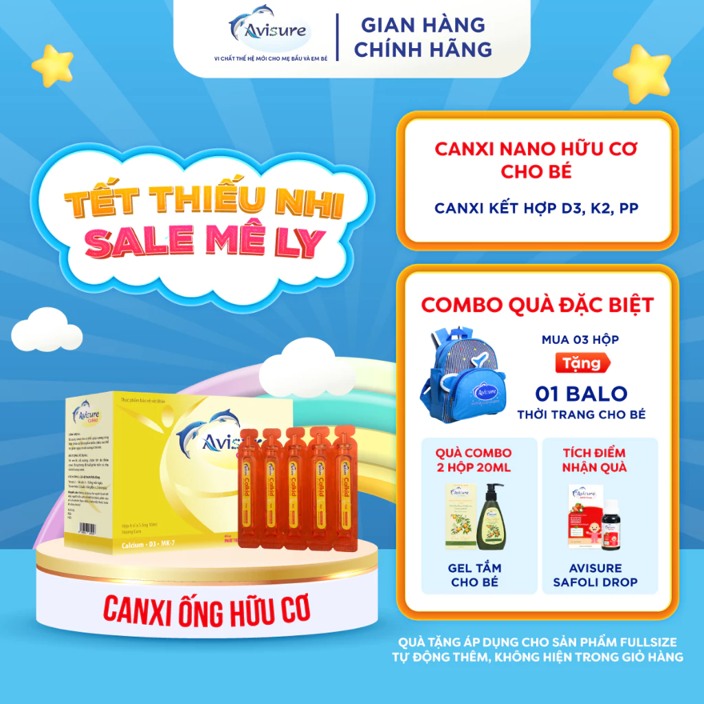 Tích điểm đổi quà - Avisure Calkid canxi nano tự nhiên cho bé 30 ống