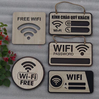 Bảng hiệu gỗ decor WiFi, Bảng gỗ password Wifi, bảng gỗ trang trí nội dung id, mật khẩu theo yêu cầu