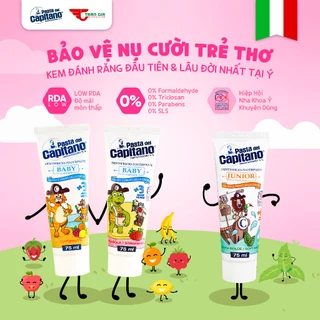 Kem Đánh Răng Cho Bé Capitano Toothpaste Nhiều Mùi Hương Kem Đánh Răng Trẻ Em An Toàn, Dịu Nhẹ 75g