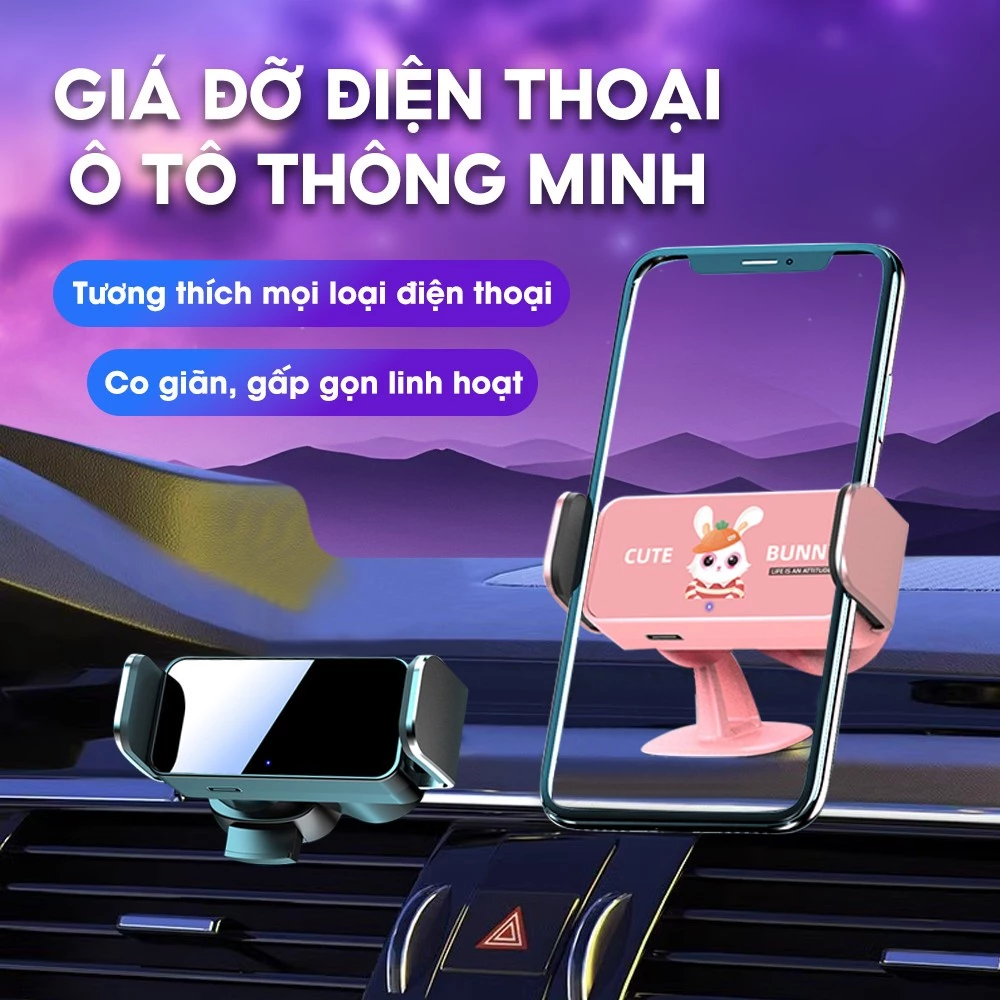 Giá đỡ điện thoại trên ô tô, kẹp điện thoại cửa gió gắn cửa khe gió điều hoà xoay 360 nhỏ gọn tiện lợi cho xe