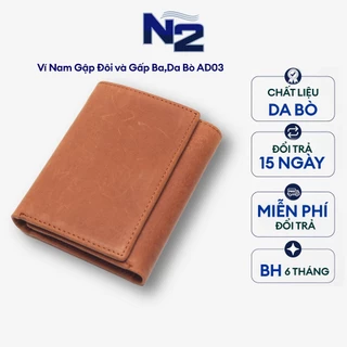 Ví Nam Gập Đôi và Gấp Ba,Da Bò AD03 Thiết Kế Nhiều Ngăn Đựng Tiền Đựng Thẻ,Thiết Kế Thanh Lịch, Sang Trọng