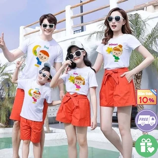 Áo gia đình 3 4 5 6 người set đồ đôi bố mẹ và bé áo đồng phục gia đình đi biển - gd616