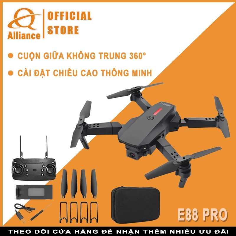 QQLH STORE  Drone camera E88 PRO 4k mini Máy Bay Flycam trang bị camera kép 4k,Cuộn 360°,Rẻ Flycam