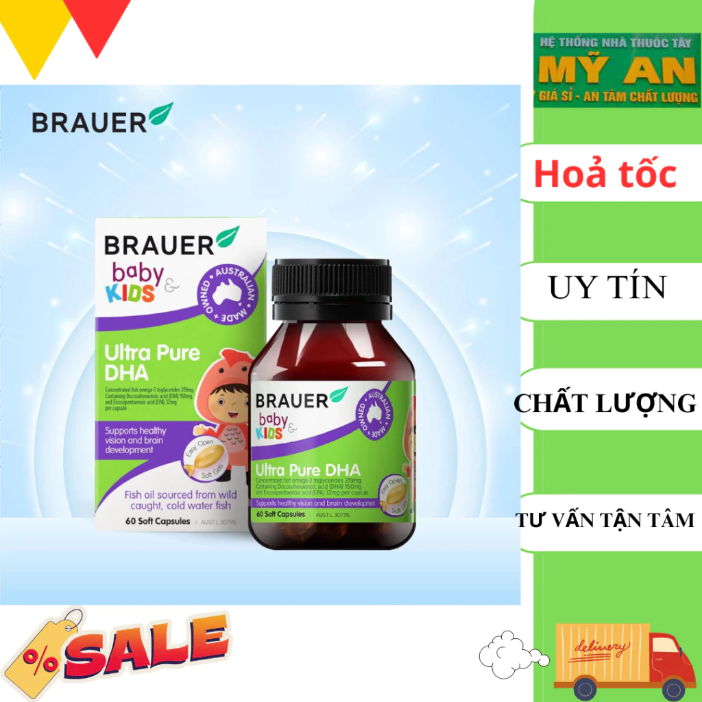 Vitamin BRAUER Ultra Pure DHA - Bổ sung DHA tinh khiết cho trẻ từ 7 tháng (60 viên nang)