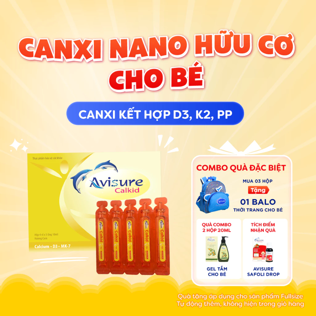 Canxi D3K2 cho bé chứa D3MK7 Avisure Calkid 30 ống