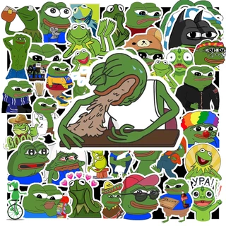 Set 50 cái Sticker Ếch Xanh Pepe chống nước, Hình dán ếch Pepe meme, Decal Pepe dán vali, điện thoại, mũ bảo hiểm