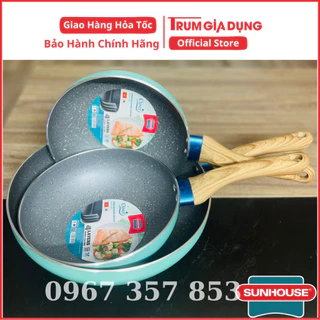 Chảo sâu lòng chống dính vân đá Clover SUNHOUSE, nhiều kích cỡ 20-22-24-26-30cm, không dùng cho bếp từ