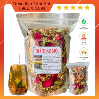 1Kg Trà Sơn Mật Hồng Sâm- Loại Cao Cấp - Đông Trùng Hạ Thảo, Kỷ tử, Hoa hồng, Hoa cúc (túi zip tiện dụng)