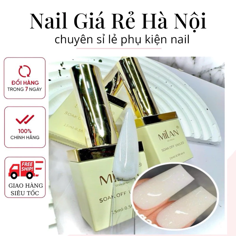 Sơn gel trắng gạo nhũ MiLan chai 15ml chất siêu đặc Nail Rẻ