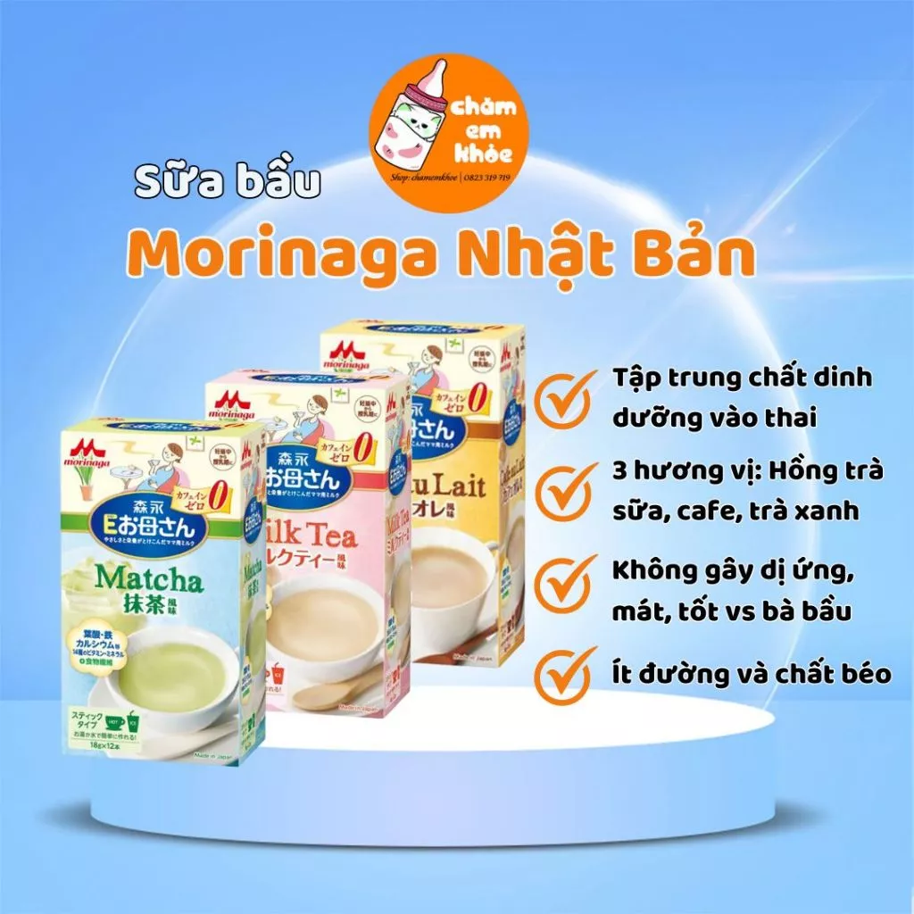 Sữa Bà Bầu Morinaga E-Okasan Nhật Bản Thành Phần Cung Cấp DHA Các Loại Vitamin Có Đủ 3 Vị Trà Sữa Cafe Matcha Date 2026