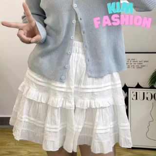 Chân váy xốp xếp tầng 2 lớp bồng bềnh thiết kế có quần bảo hộ trong Kim Fashion, Chân váy dáng ngắn phong cách tiểu thư