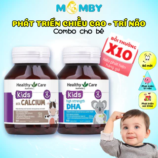 DHA cho bé Healthy Care, Milk Canxi, Combo phát triển chiều cao, trí thông minh, Viên uống Bổ sung DHA của ÚC cho bé