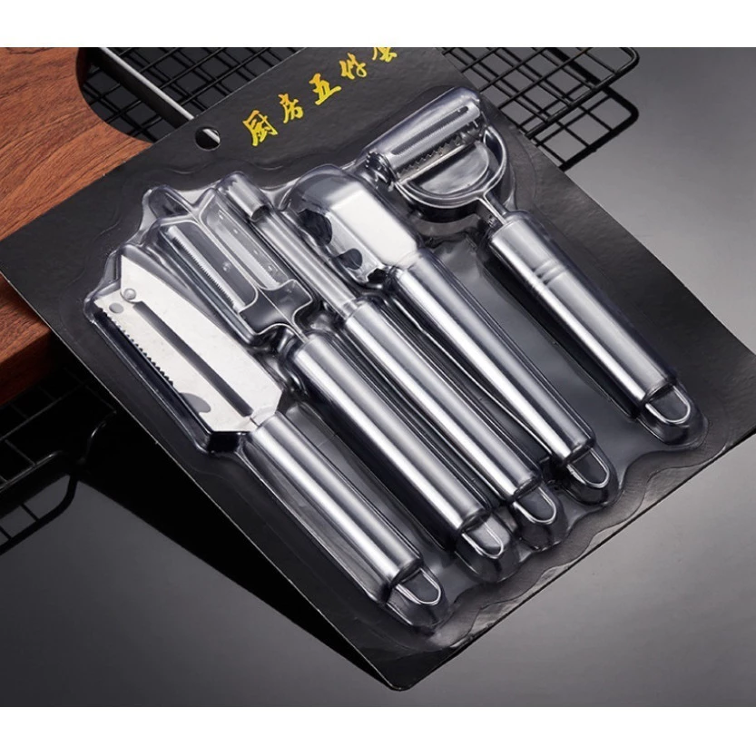 Bộ 5 Dụng Cụ Bào Nạo Rau Củ Quả Tiện Dụng Đa Năng Chất Liệu Inox 304 Không Gỉ
