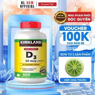 Vitamin D tăng sức đề kháng Vitamin D3 2000IU 600 viên tăng hấp thụ Canxi, duy trì hệ xương và răng chắc khỏe  Mỹ