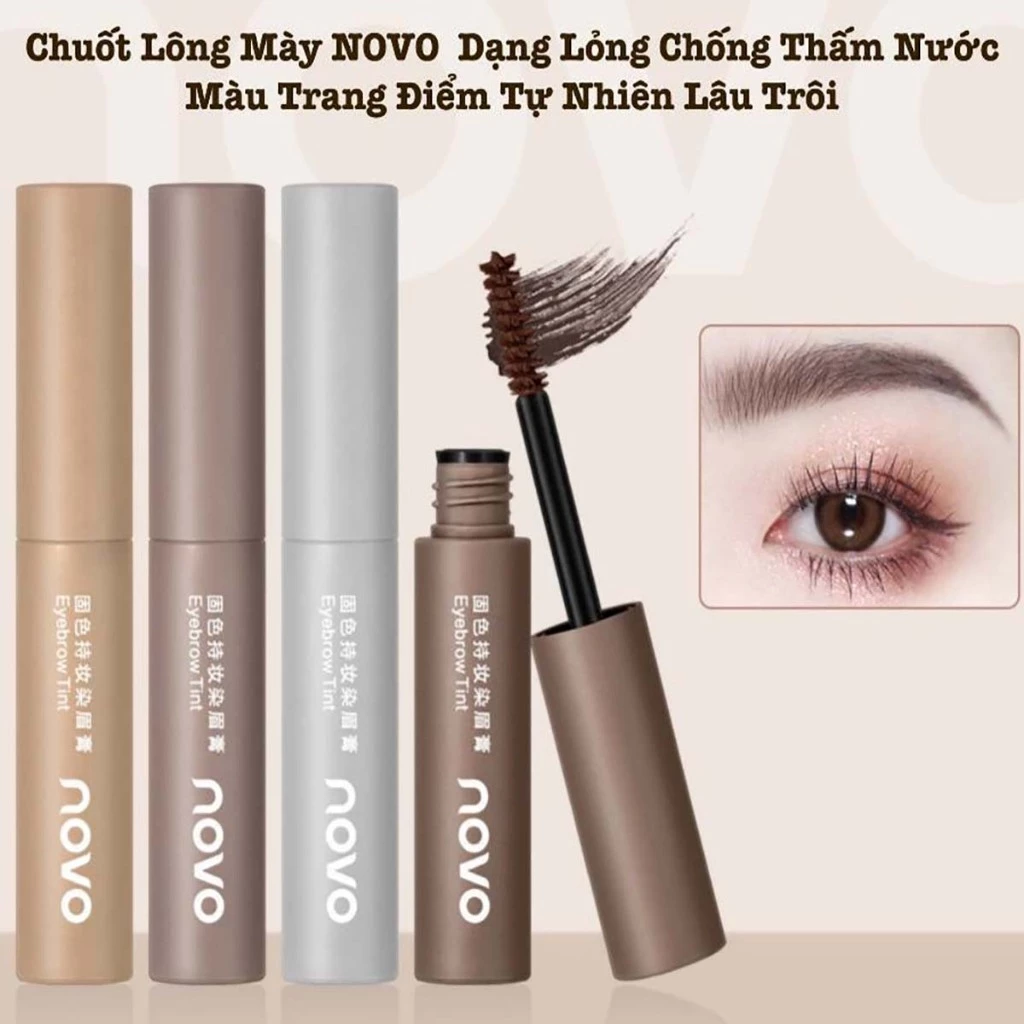 Chuốt Mi Mascara Màu Nâu Làm Dày Novo Siêu Dài Giữ Mi Cong Lâu Chống Nước Không Bị Lem Dính Cục Dưỡng Mi Tự Nhiên Tốt