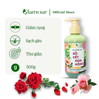 Dầu Gội Bồ Kết Hoa Hồng cô đặc Glamour chai 500gr, dầu gội thảo mộc ngăn ngừa rụng tóc, làm sạch gàu