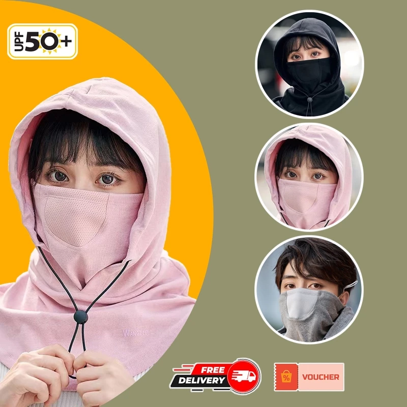 Khăn Trùm Hoodie Khẩu Trang Nữ Ninja Che Kín Mặt Chống UV UPF50+ ( Fashion Velvet Hat Mask Thấm Hút Mồ Hôi Tốt Co Giãn )