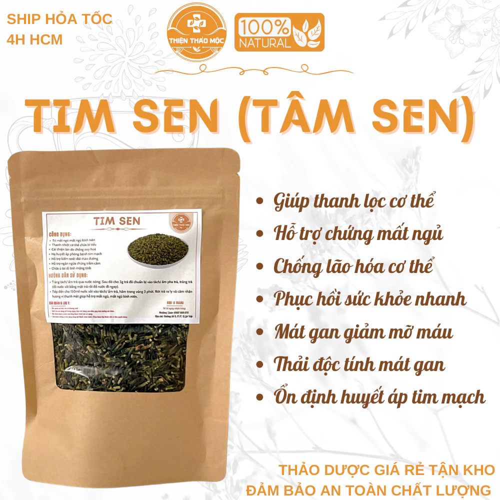 200g, 500g Tim Sen (Hàng Mới, Khô, Sạch) - Hỗ Trợ Mất Ngủ, An Thần, Thanh Tâm, Điều Hòa Nhịp Tim