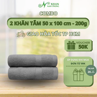 Combo 2 Khăn Tắm 50x100 -  Chất Liệu Sợi Cotton Mềm Mịn - Đa Dạng Màu Sắc  - Khăn Nam Phong