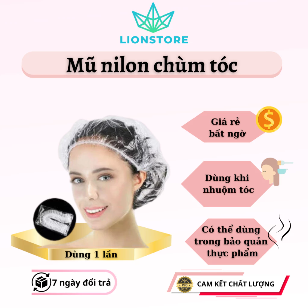 Mũ nilon trùm đầu tóc làm hóa chất nhuộm tóc dùng 1 lần tiện lợi tại nhà