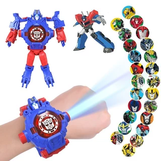 Hoạt Hình Đồng Hồ robot Biến Hình Gấu teddy / transformers / optimus prime / Quà Tặng Cho Bé Gái