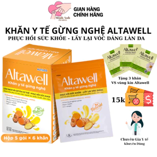 Khăn y tế gừng nghệ Altawell – giảm thâm mờ rạn cho mẹ bầu trước và sau sinh -Hộp 5 gói 30 khăn