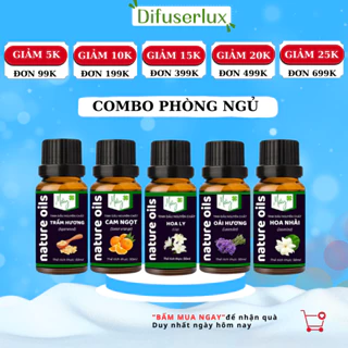 [Combo phòng ngủ] Combo phòng ngủ gồm 5 loại tinh dầu Mây 10ml: Trầm hương, Oải Hương,Hoa nhài, Hoa Ly, Cam ngọt 10ml