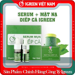 (3) COMBO SERUM DIẾP CÁ + MẶT NẠ CHO DA HẾT MỤN, THÂM, KIỀM DẦU TƯƠNG HIỆU IGREEN