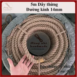 Dây thừng 14mm, dài 5m, dây thừng trang trí, dây thừng decor, đồ cào móng mèo, handmade, dây day, 14 ly, giường treo