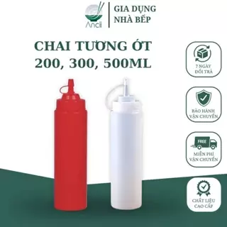 Chai Lọ nhựa dẻo rỗng chiết tương ớt, tương cà, nước sốt cao cấp cho quán ăn 200ml, 300ml, 500ml