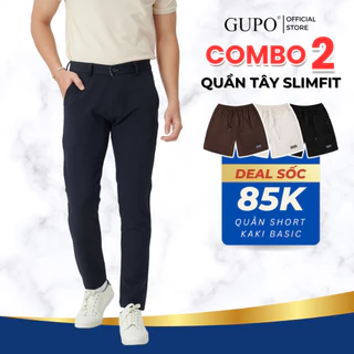 Combo 2 Quần Âu Nam Co Giãn 4 Chiều GUPO Local Brand Quần Tây Nam Slimfit Công Sở Hàn Quốc