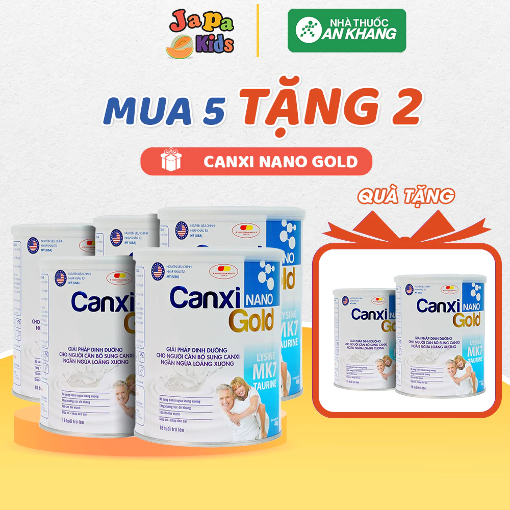 [Combo 5 Tặng 2] Sữa Bột Cho Người Già Hỗ Trợ Xương Khớp Bổ Sung Canxi Chắc Xương Canxi Nano Gold