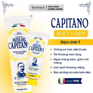 Kem Đánh Răng Capitano Original Sicily Lemon Hương Chanh Tươi Mát, Làm Trắng Răng, Chống Hôi Miệng 75ml/Tuýp sine 1905