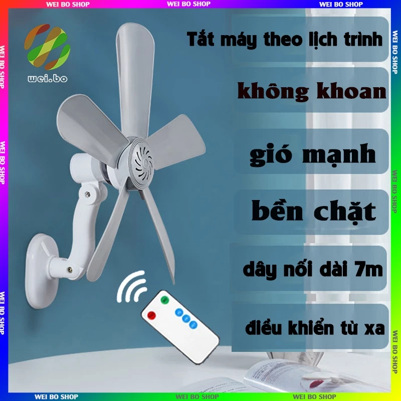 Quạt treo tường & trần, nhà phòng tắm nhà bếp Quạt trần mini, Hướng điều chỉnh 360 độ, chiều dài dây 4,4 mét