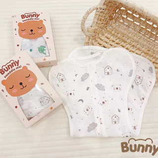 Nhộng chũn cho bé sơ sinh KidsWorld Bunny thông hơi 100% Cotton siêu mềm mại, thấm hút mồ hôi, khoá 2 chiều tiện lợi