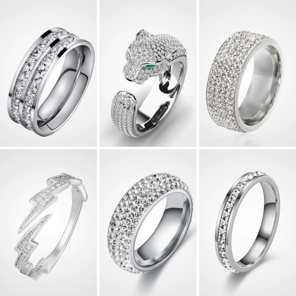 Nhẫn nam titan đính đá bạc titan không gỉ thiết kế thời trang Gavi Accessories thời trang không phai - Nhẫn Tổng Hợp
