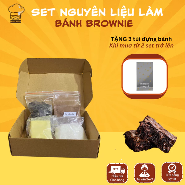 Set làm bánh brownie socola Nguyên liệu làm bánh brownie thơm mềm