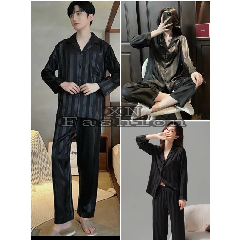 Đồ Ngủ Đồ Bộ Pijiama Sọc Kẻ Nam Nữ Dài Tay Chất Lụa Xước Quảng Châu Loại 1 Siêu Đẹp  Thoáng mát