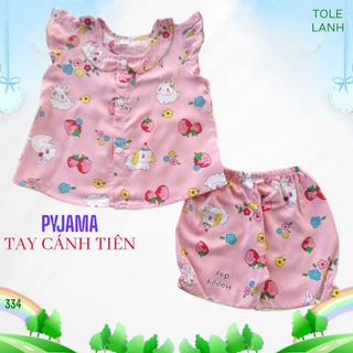 Pyjama quần ngắn tay cánh tiên. Từ 4 -13 kí đồ bộ dành cho bé gái, chất tole, lanh 2 da loại 1 vài mềm, mịn