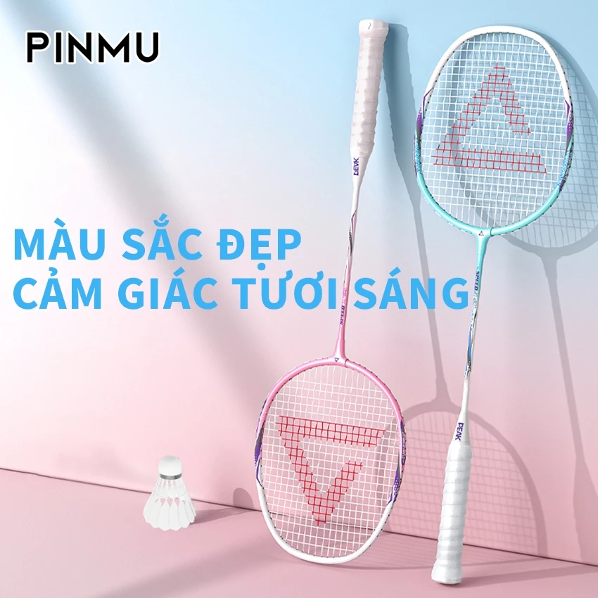 Vợt cầu lông PINMU Bộ 2 vợt căng sẵn siêu nhẹ cao cấp cho người bắt tặng kèm cầu
