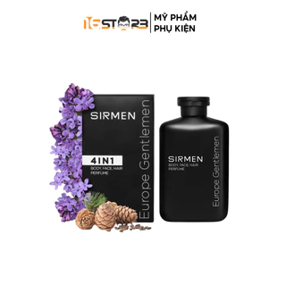 Sữa tắm gội nam 4 in 1 hương nước hoa châu Âu SIRMEN Europe Gentlemen cao cấp 350g công nghệ EU-Nano Xuất Xứ Châu Âu