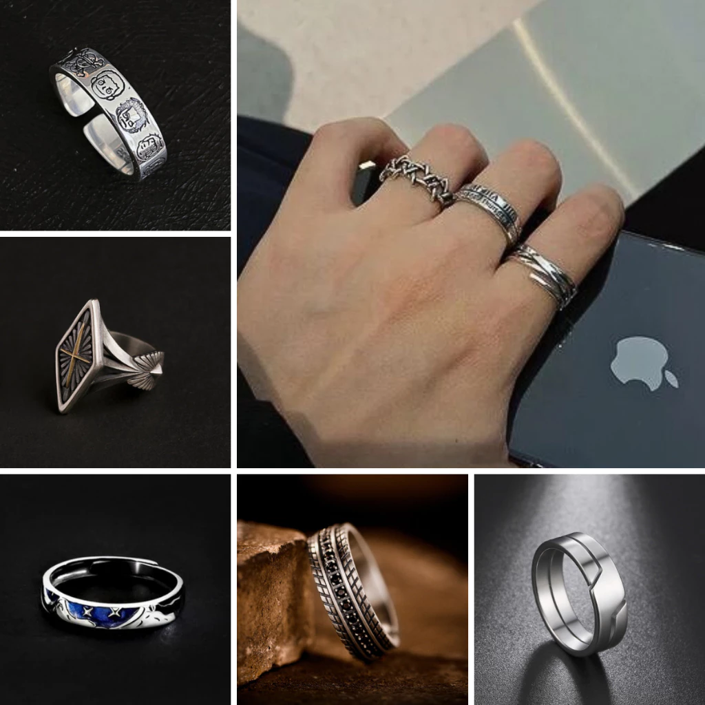 Nhẫn titan không gỉ nam nữ chất liệu không gỉ thời trang không phai Gavi phong cách hiphop âu mỹ - Nhẫn Tổng Hợp