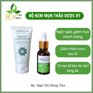 Bộ Sản Phẩm Hỗ Trợ Giảm Mụn Mờ Thâm Dưỡng Da - Kem mụn + Tinh chất mụn HT Nature Care