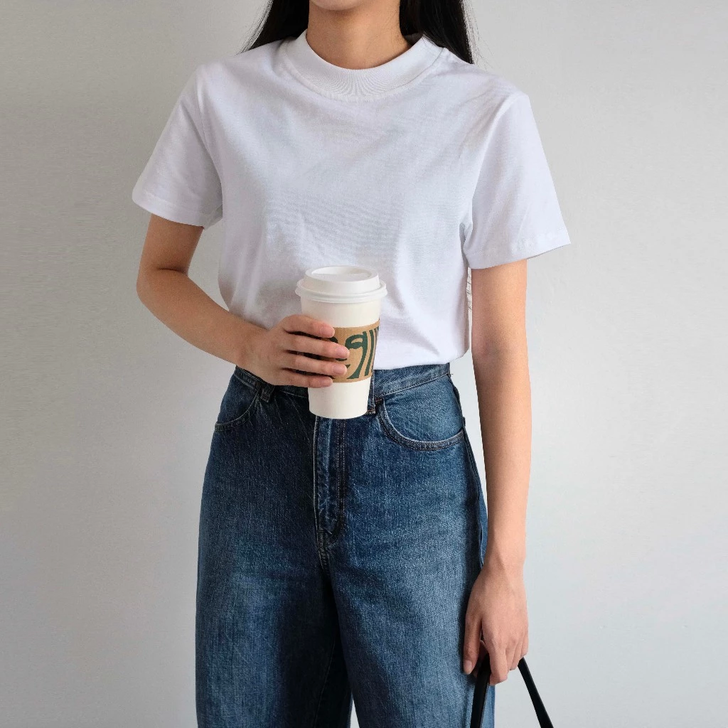 Baby Tee - Áo Thun Trơn Nữ Basic Dáng Vừa Slim Fit Tee Chất Cotton Dày Thấm Hút Mồ Hôi | THE J STUDIO
