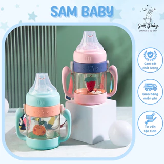 Bình nước tay cầm đôi bằng nhựa 350ml có dây đeo cho bé Sam Shop