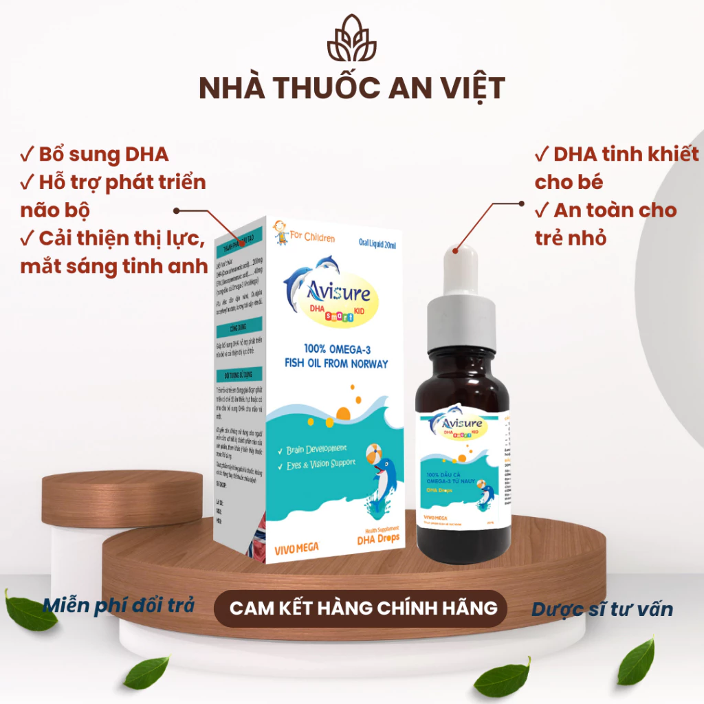 DHA cho bé - Avisure DHA smart kid - DHA tinh khiết từ Na Uy cho trẻ dạng nhỏ giọt 20ml