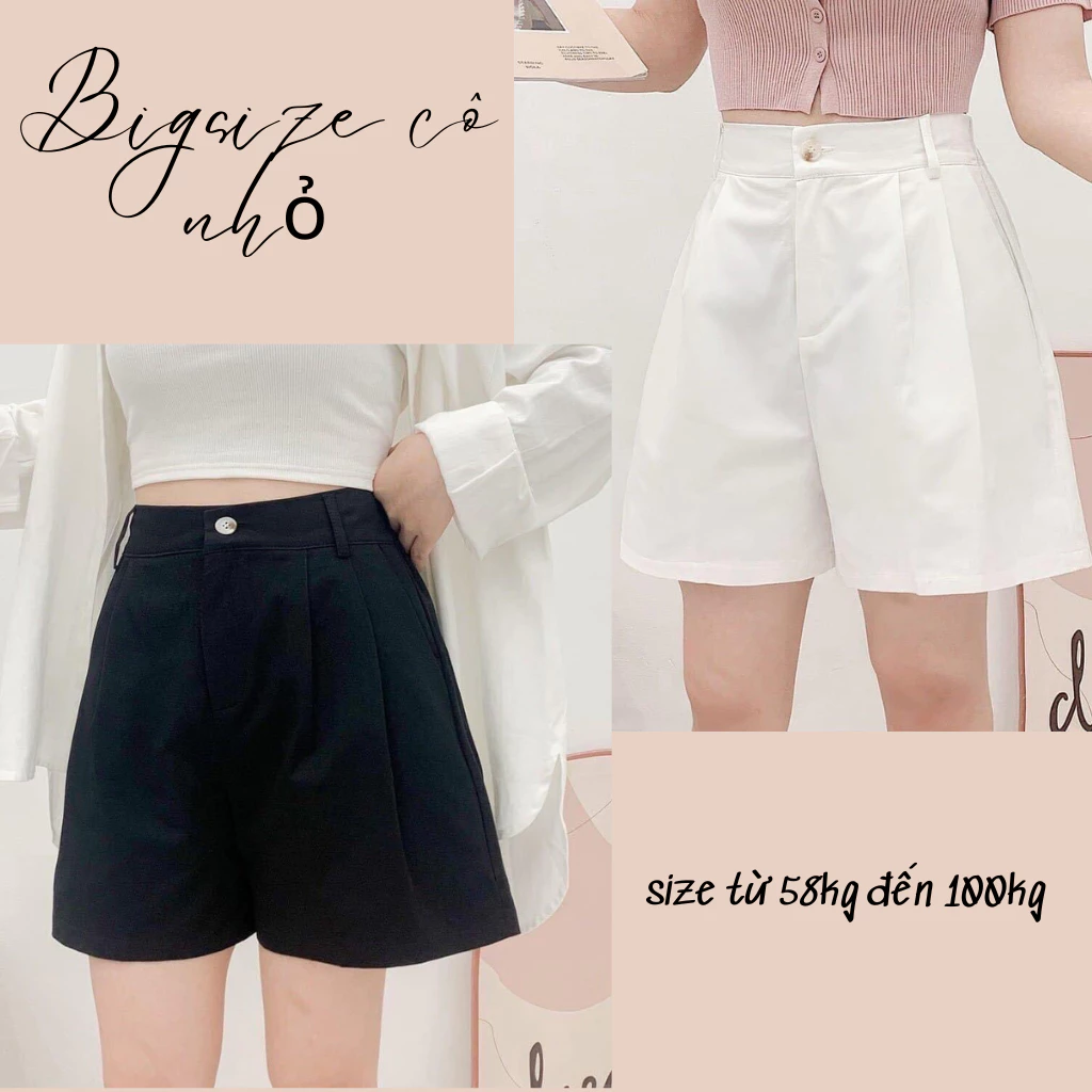 Quần đùi bigsize nữ, Dáng short ngắn big size lưng thun eo cao và khóa kéo ngoại cỡ thời trang màu basic dễ phối Q8