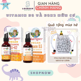 Vitamin D3 và D3K2 Mary Ruth’s liquid spray hữu cơ dạng xịt cho bé sơ sinh, người lớn 30ml chuẩn Mỹ đủ bill Loubean